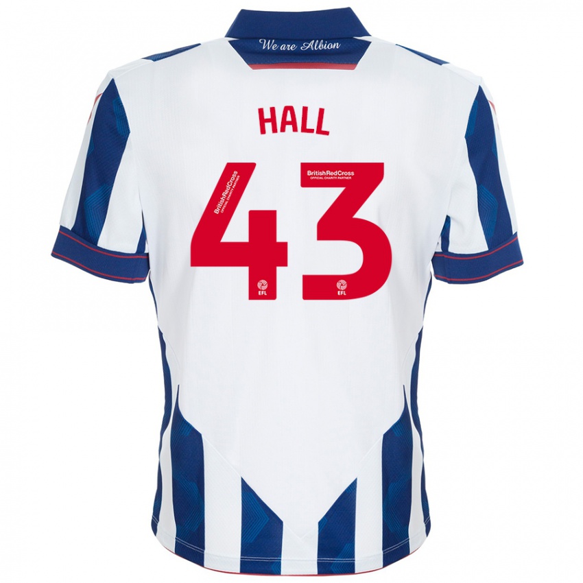 Dětské Reece Hall #43 Bílá Tmavě Modrá Domů Hráčské Dresy 2024/25 Dres