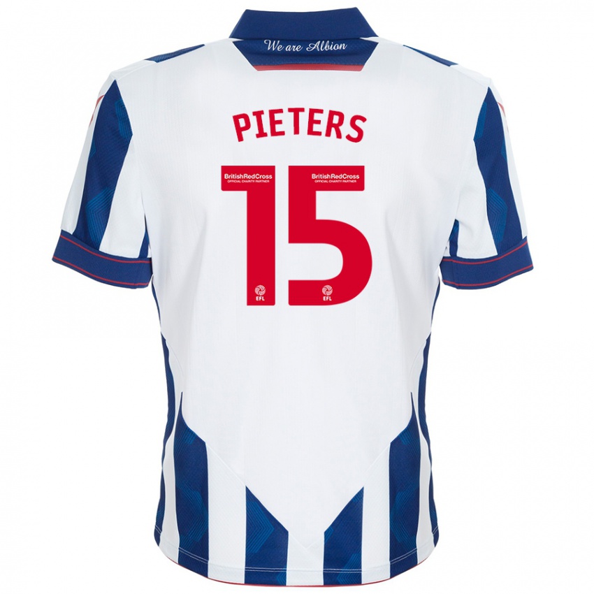 Dětské Erik Pieters #15 Bílá Tmavě Modrá Domů Hráčské Dresy 2024/25 Dres