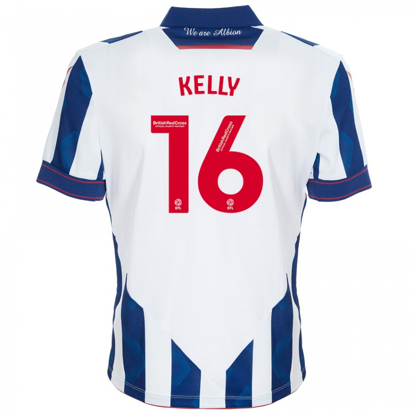 Dětské Martin Kelly #16 Bílá Tmavě Modrá Domů Hráčské Dresy 2024/25 Dres