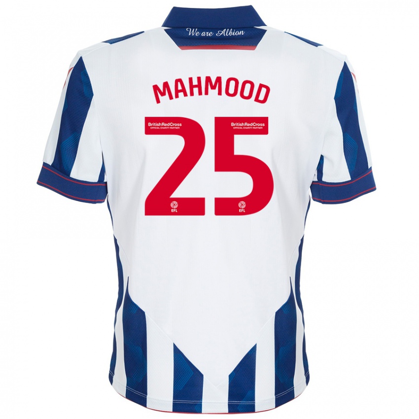 Dětské Mahmood #25 Bílá Tmavě Modrá Domů Hráčské Dresy 2024/25 Dres