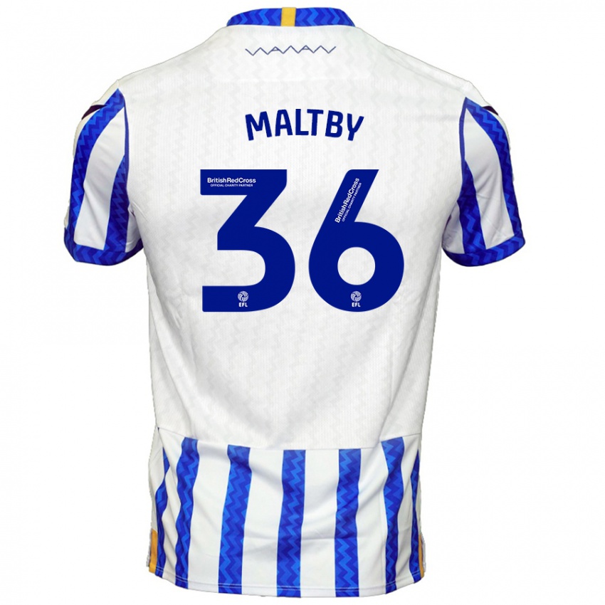 Dětské Mackenzie Maltby #36 Modrá Bílá Domů Hráčské Dresy 2024/25 Dres