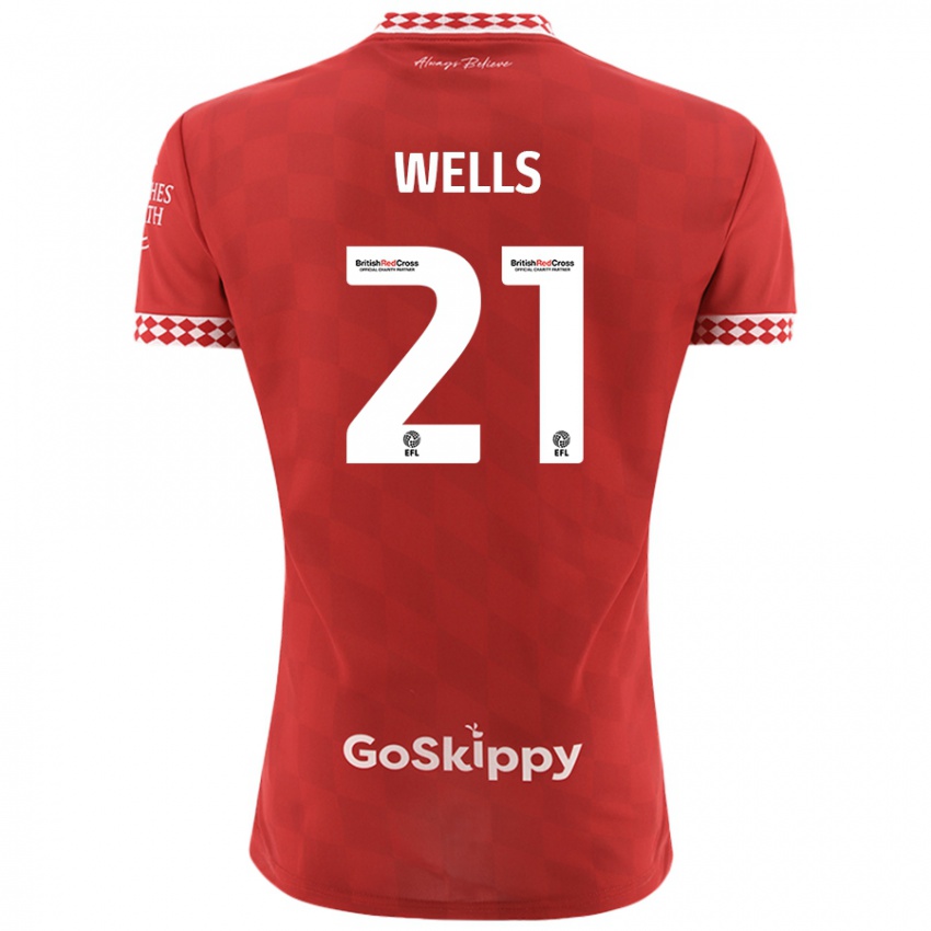 Dětské Nahki Wells #21 Červený Domů Hráčské Dresy 2024/25 Dres