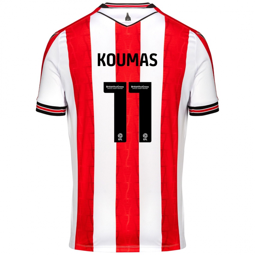 Dětské Lewis Koumas #11 Červená Bílá Domů Hráčské Dresy 2024/25 Dres