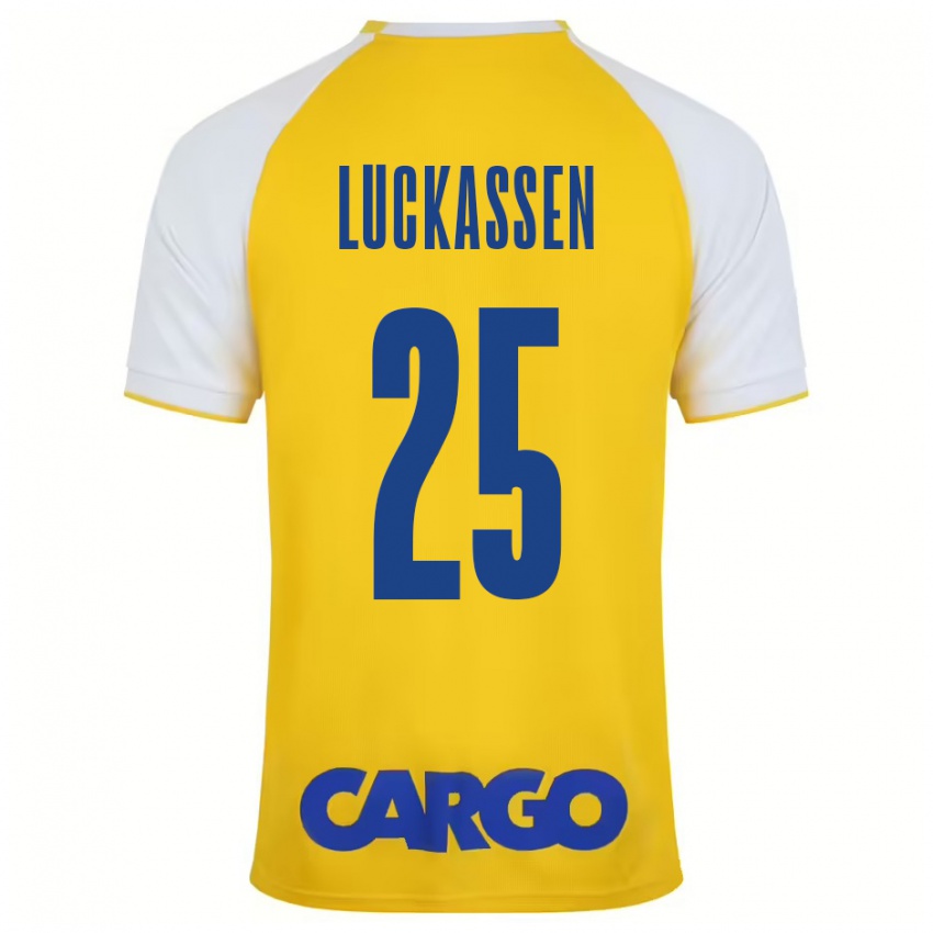 Dětské Derrick Luckassen #25 Žlutá Bílá Domů Hráčské Dresy 2024/25 Dres