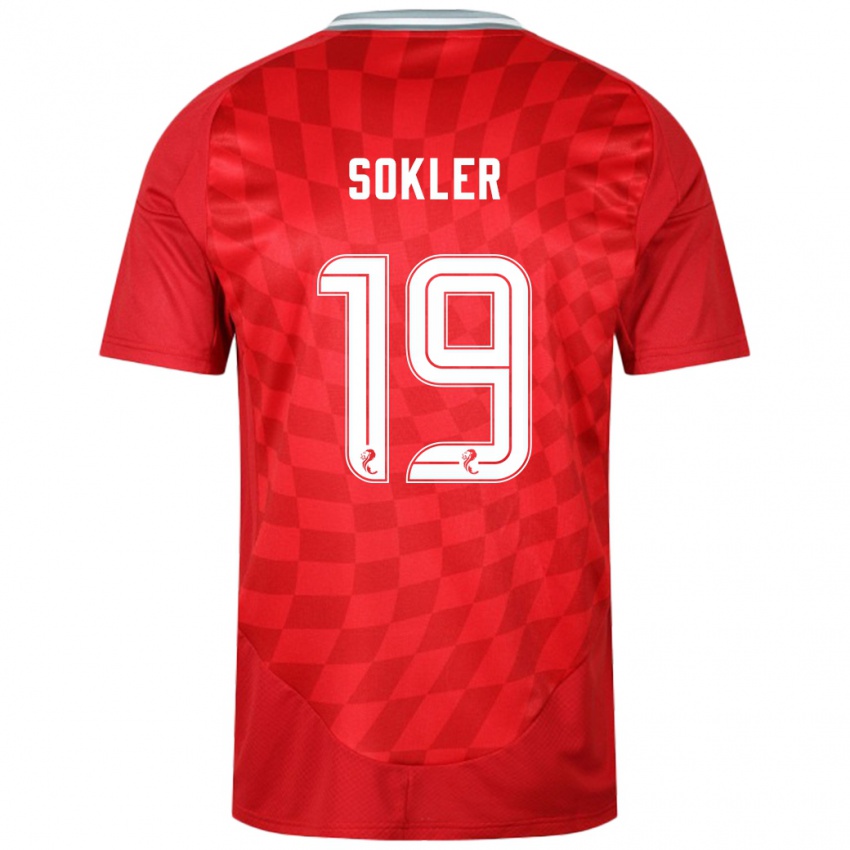 Dětské Ester Sokler #19 Červený Domů Hráčské Dresy 2024/25 Dres