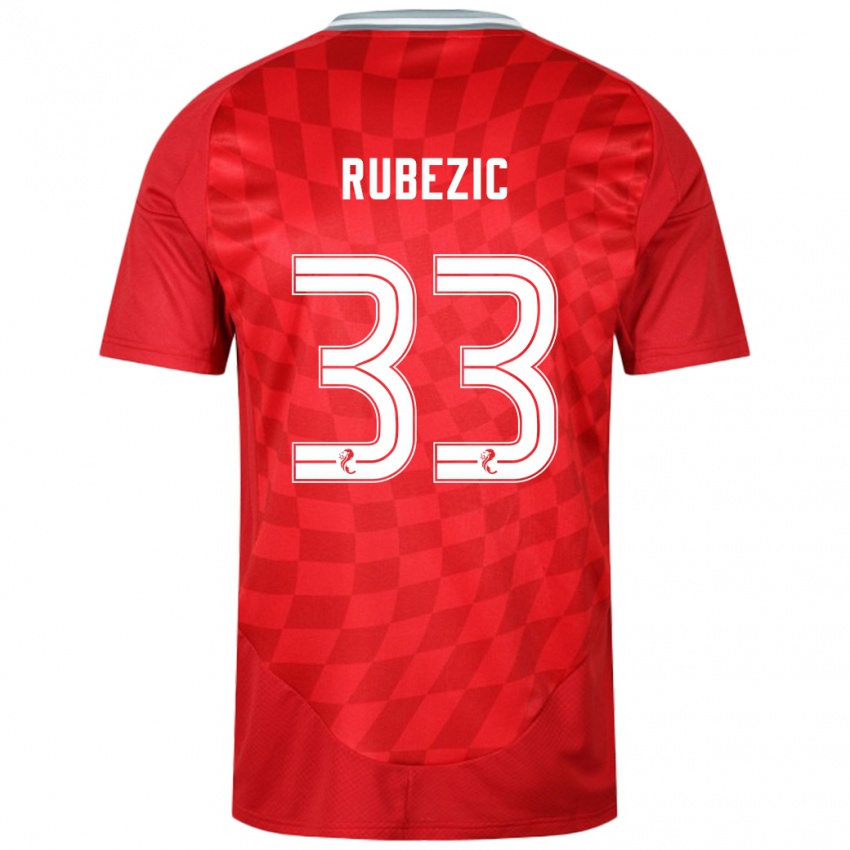 Dětské Slobodan Rubezic #33 Červený Domů Hráčské Dresy 2024/25 Dres