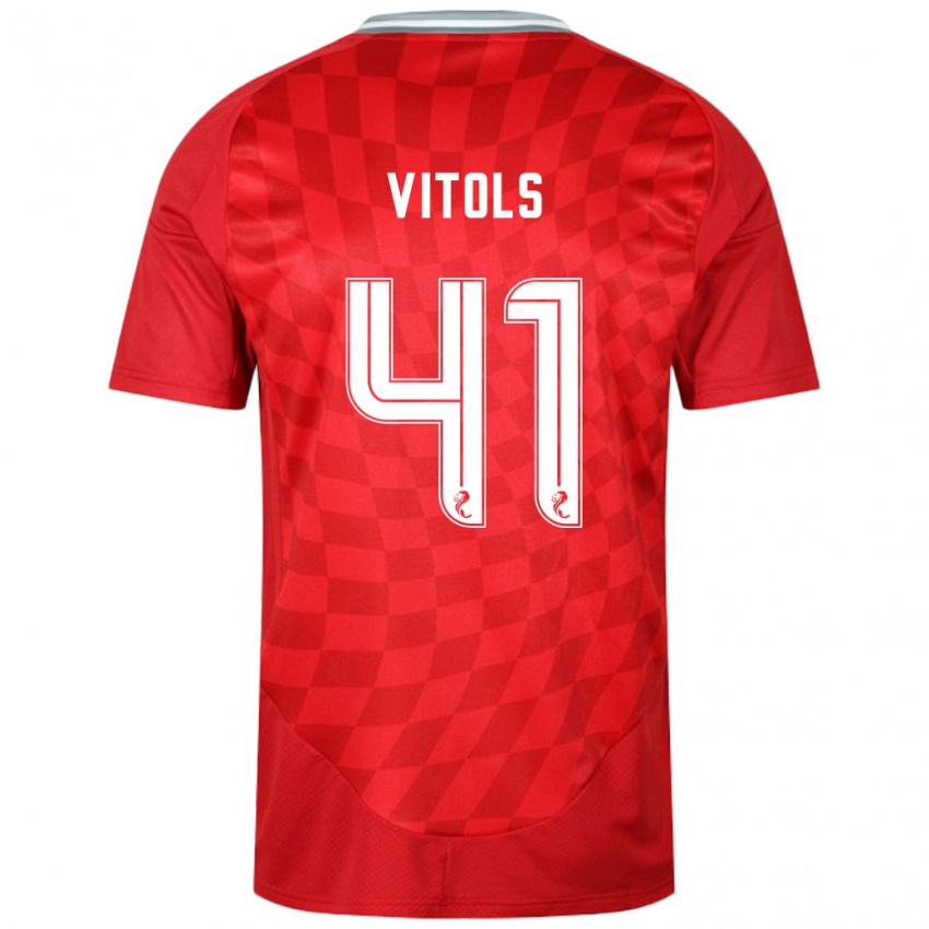 Dětské Rodrigo Vitols #41 Červený Domů Hráčské Dresy 2024/25 Dres