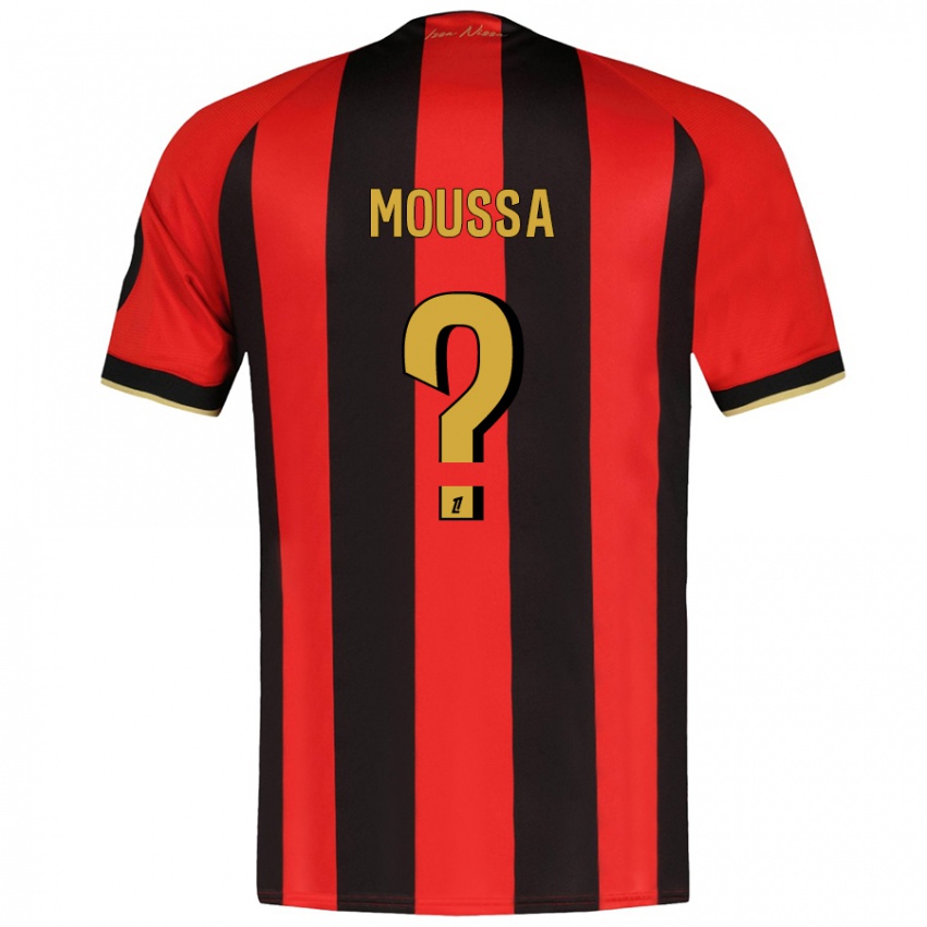 Dětské Mounir Moussa #0 Červená Černá Domů Hráčské Dresy 2024/25 Dres