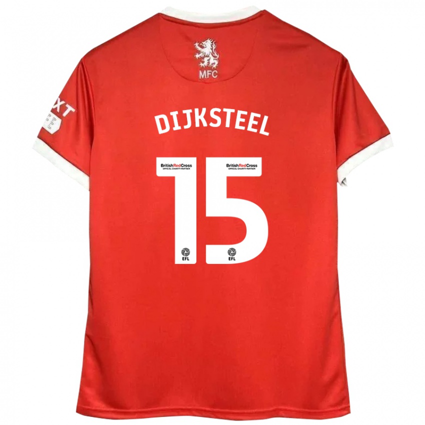 Dětské Anfernee Dijksteel #15 Červená Bílá Domů Hráčské Dresy 2024/25 Dres