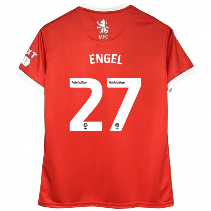 Dětské Lukas Engel #27 Červená Bílá Domů Hráčské Dresy 2024/25 Dres