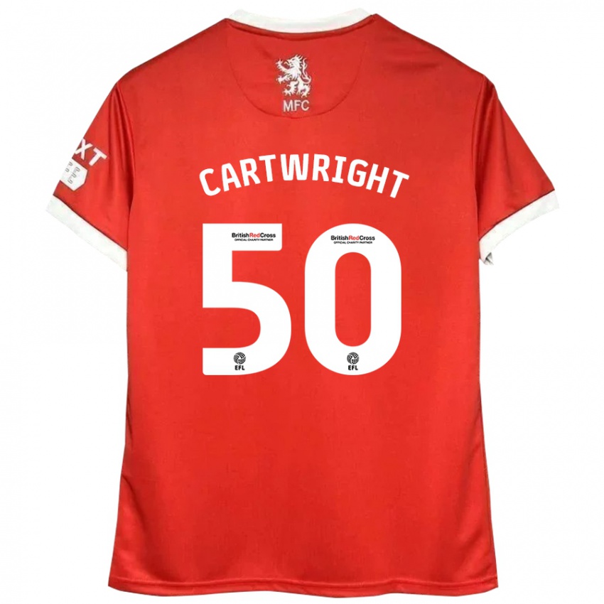 Dětské Fin Cartwright #50 Červená Bílá Domů Hráčské Dresy 2024/25 Dres