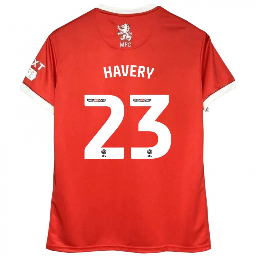 Dětské Nicole Havery #23 Červená Bílá Domů Hráčské Dresy 2024/25 Dres