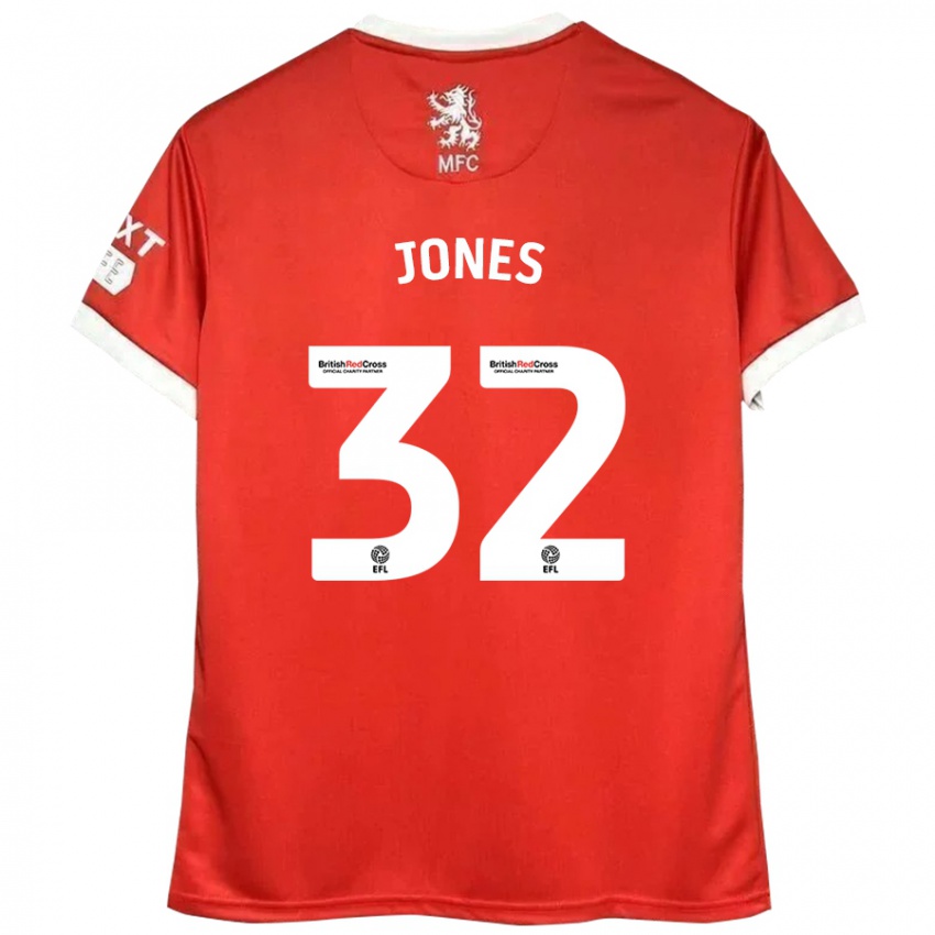 Dětské Jamie Jones #32 Červená Bílá Domů Hráčské Dresy 2024/25 Dres