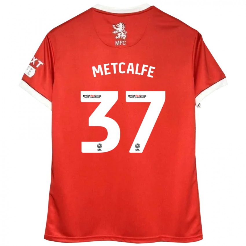 Dětské Max Metcalfe #37 Červená Bílá Domů Hráčské Dresy 2024/25 Dres