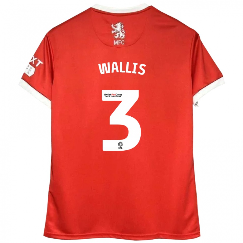 Dětské Emma Wallis #3 Červená Bílá Domů Hráčské Dresy 2024/25 Dres