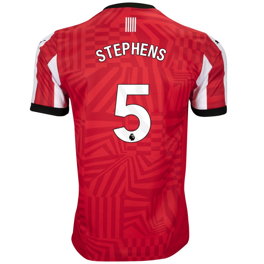 Dětské Jack Stephens #5 Červená Bílá Domů Hráčské Dresy 2024/25 Dres