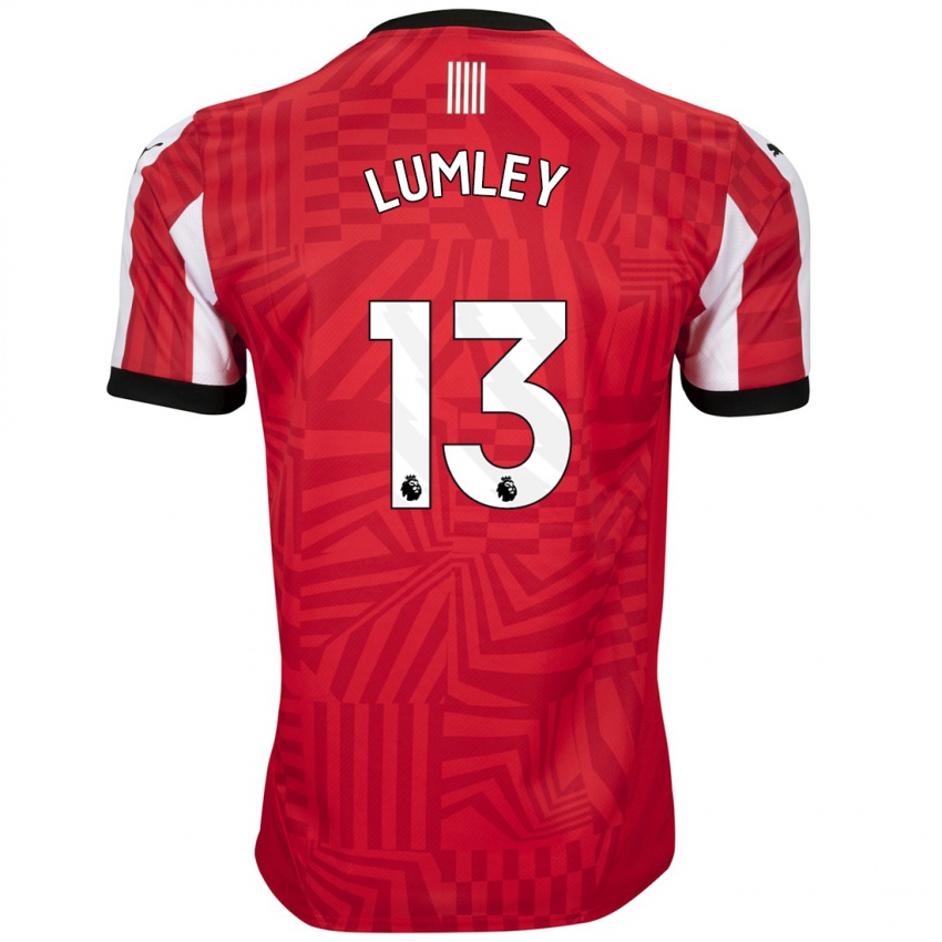 Dětské Joe Lumley #13 Červená Bílá Domů Hráčské Dresy 2024/25 Dres