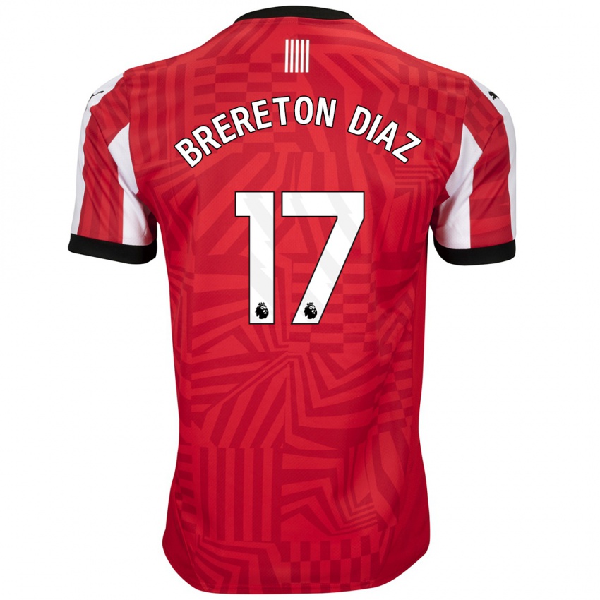 Dětské Ben Brereton Díaz #17 Červená Bílá Domů Hráčské Dresy 2024/25 Dres