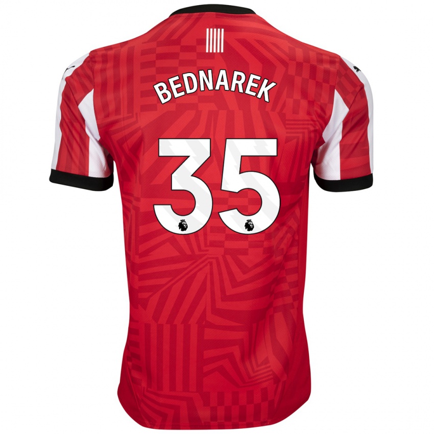 Dětské Jan Bednarek #35 Červená Bílá Domů Hráčské Dresy 2024/25 Dres