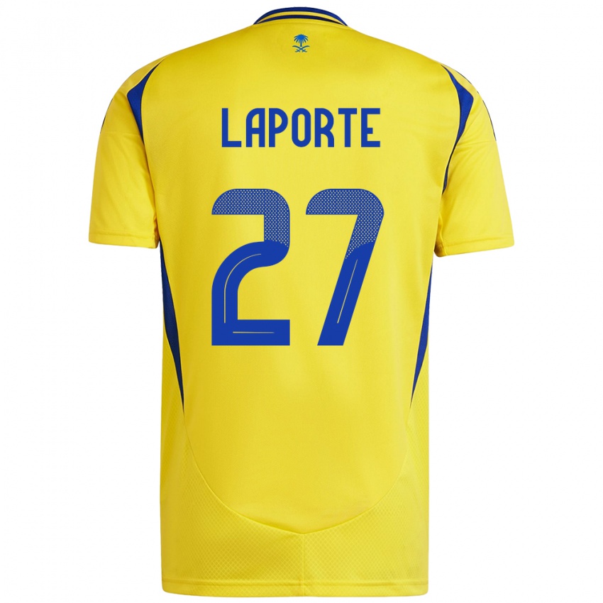 Dětské Aymeric Laporte #27 Žlutá Modrá Domů Hráčské Dresy 2024/25 Dres