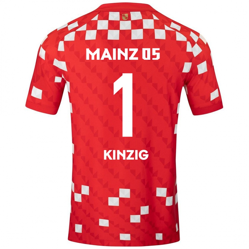 Dětské Maximilian Kinzig #1 Bílá Červená Domů Hráčské Dresy 2024/25 Dres