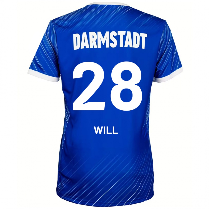 Dětské Paul Will #28 Modrá Bílá Domů Hráčské Dresy 2024/25 Dres