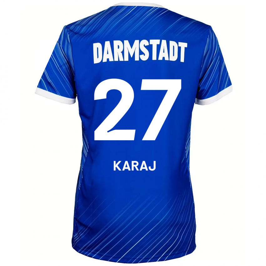 Dětské Eraldo Karaj #27 Modrá Bílá Domů Hráčské Dresy 2024/25 Dres