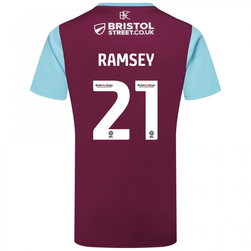 Dětské Aaron Ramsey #21 Vínově Modrá Domů Hráčské Dresy 2024/25 Dres