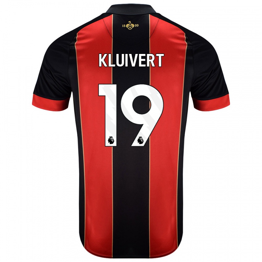 Dětské Justin Kluivert #19 Červená Černá Domů Hráčské Dresy 2024/25 Dres