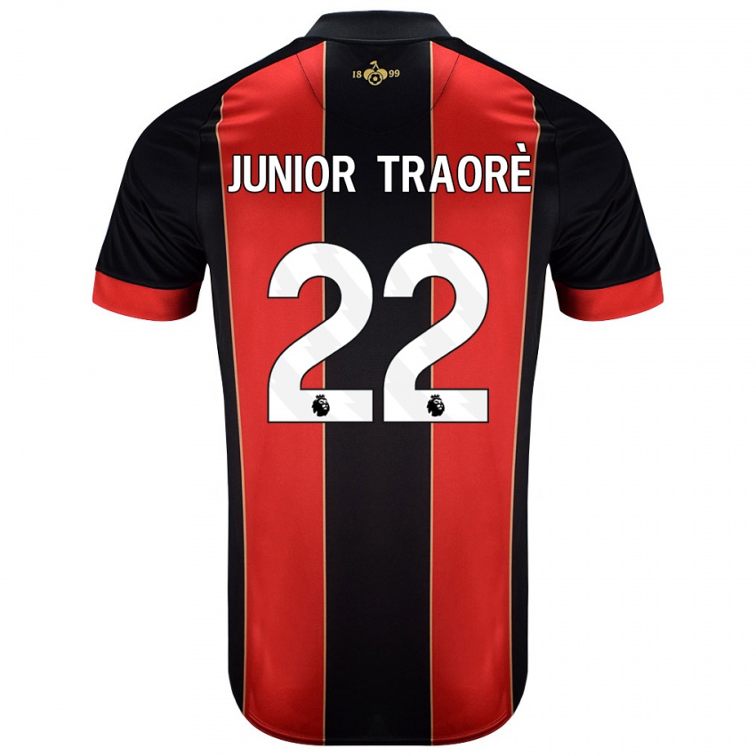 Dětské Hamed Junior Traorè #22 Červená Černá Domů Hráčské Dresy 2024/25 Dres