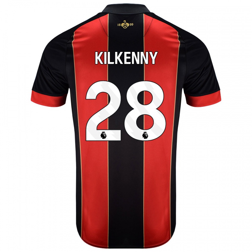 Dětské Gavin Kilkenny #28 Červená Černá Domů Hráčské Dresy 2024/25 Dres