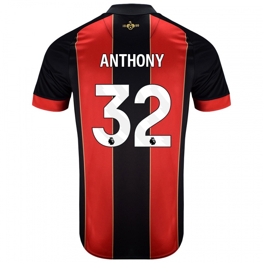 Dětské Jaidon Anthony #32 Červená Černá Domů Hráčské Dresy 2024/25 Dres