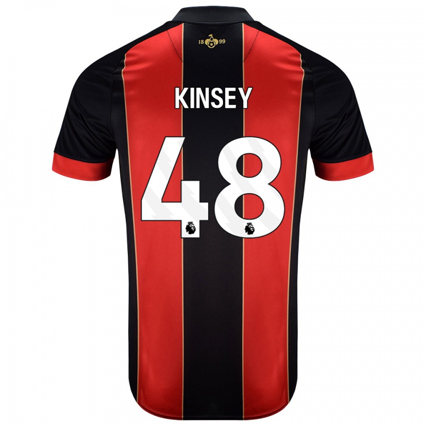 Dětské Max Kinsey #48 Červená Černá Domů Hráčské Dresy 2024/25 Dres