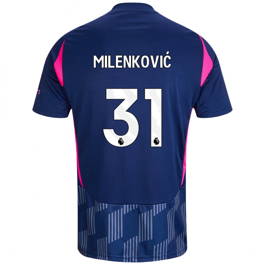 Dětské Nikola Milenković #31 Královsky Modrá Růžová Daleko Hráčské Dresy 2024/25 Dres