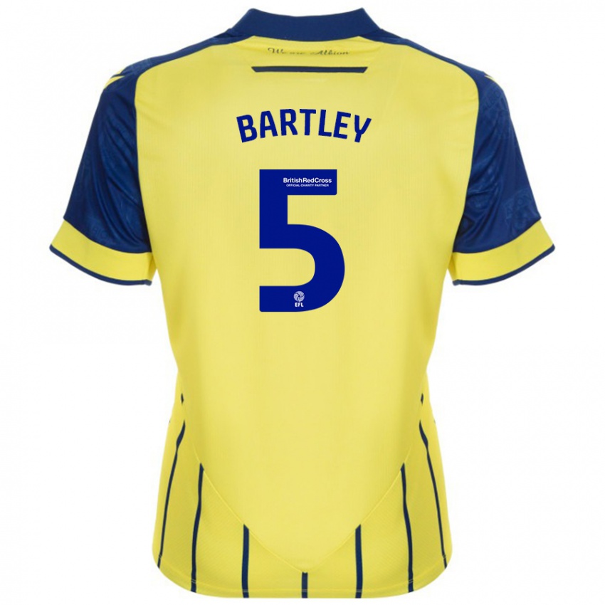 Dětské Kyle Bartley #5 Žlutá Modrá Daleko Hráčské Dresy 2024/25 Dres