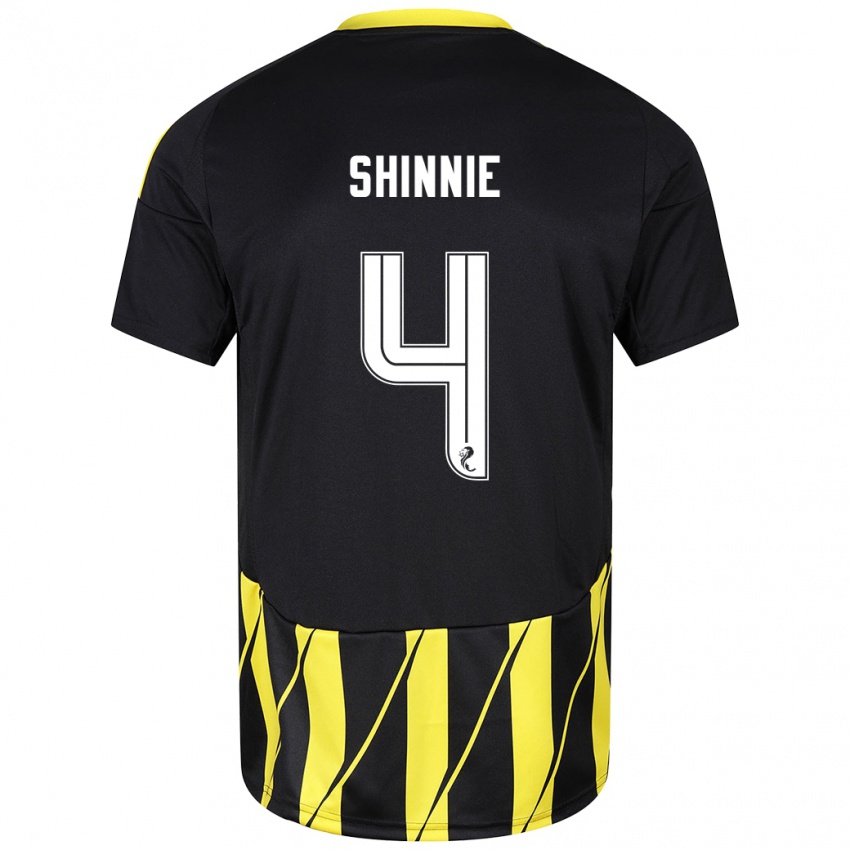 Dětské Graeme Shinnie #4 Černá Žlutá Daleko Hráčské Dresy 2024/25 Dres