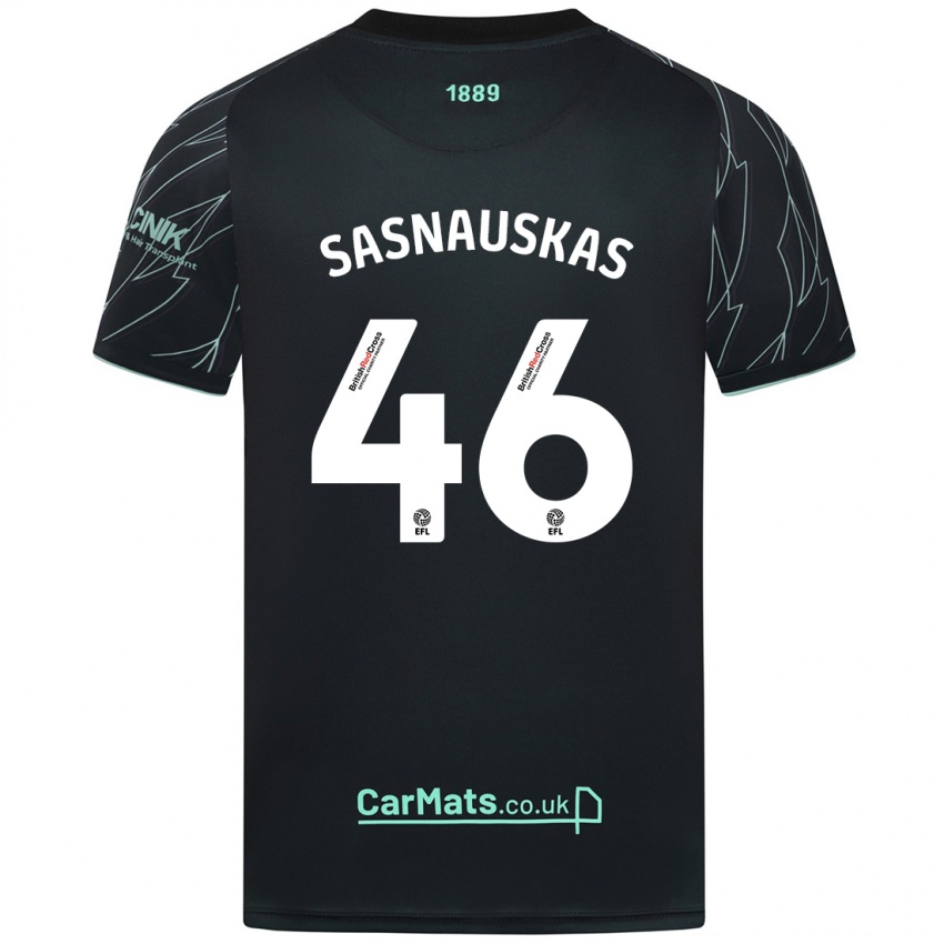 Dětské Dovydas Sasnauskas #46 Černo Zelená Daleko Hráčské Dresy 2024/25 Dres