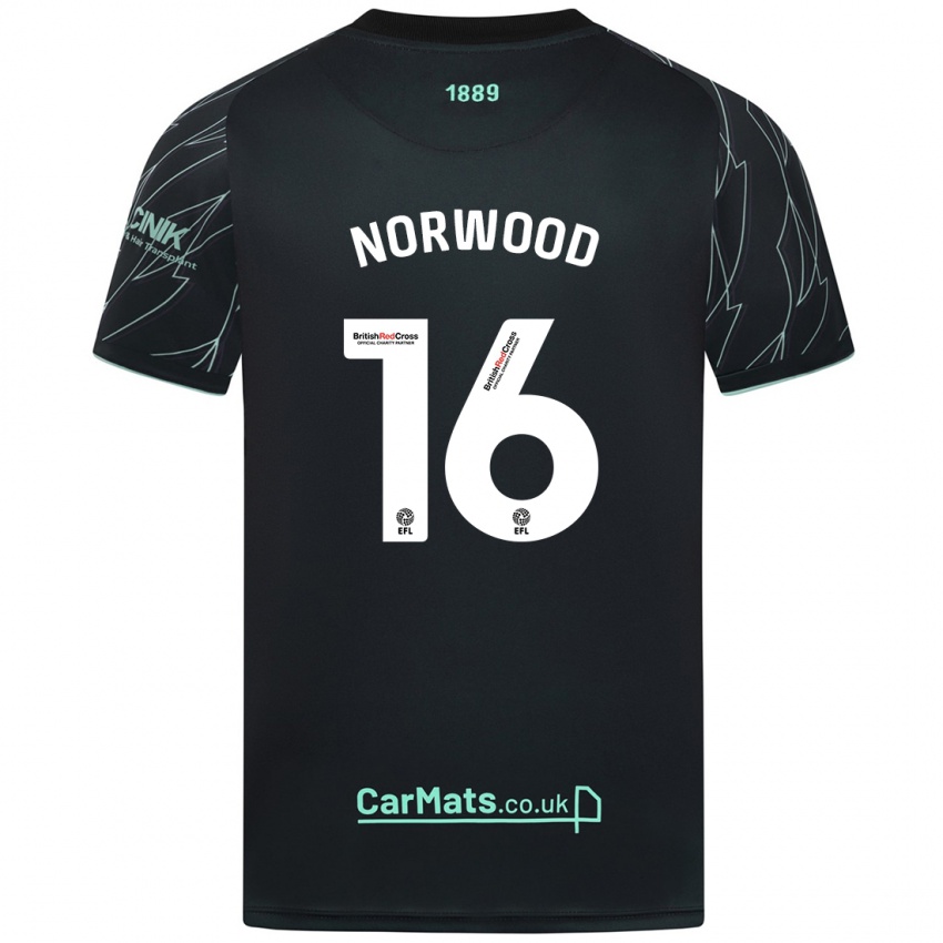 Dětské Oliver Norwood #16 Černo Zelená Daleko Hráčské Dresy 2024/25 Dres