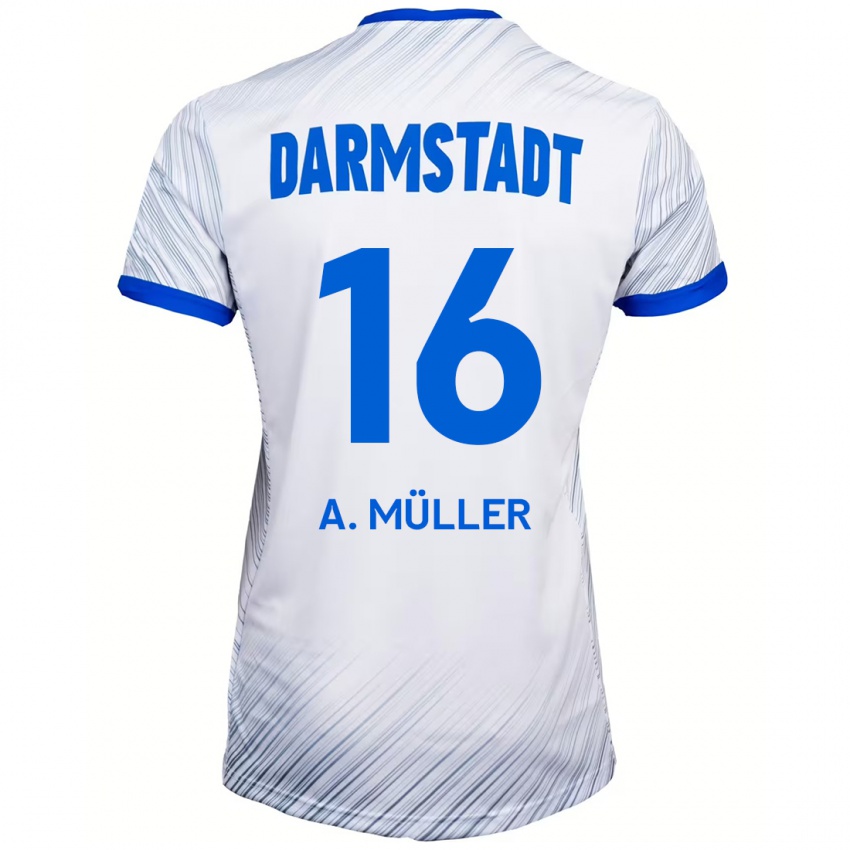 Dětské Andreas Müller #16 Bílá Modrá Daleko Hráčské Dresy 2024/25 Dres