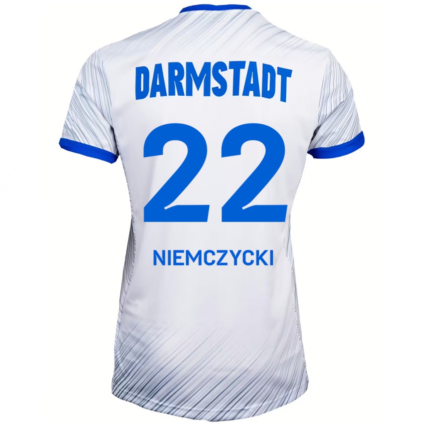 Dětské Karol Niemczycki #22 Bílá Modrá Daleko Hráčské Dresy 2024/25 Dres