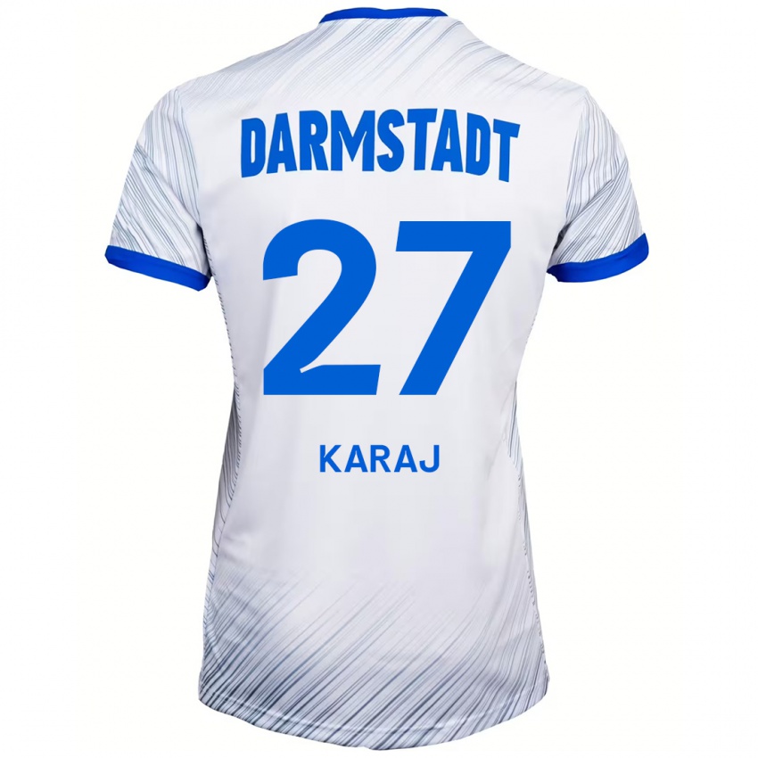 Dětské Eraldo Karaj #27 Bílá Modrá Daleko Hráčské Dresy 2024/25 Dres