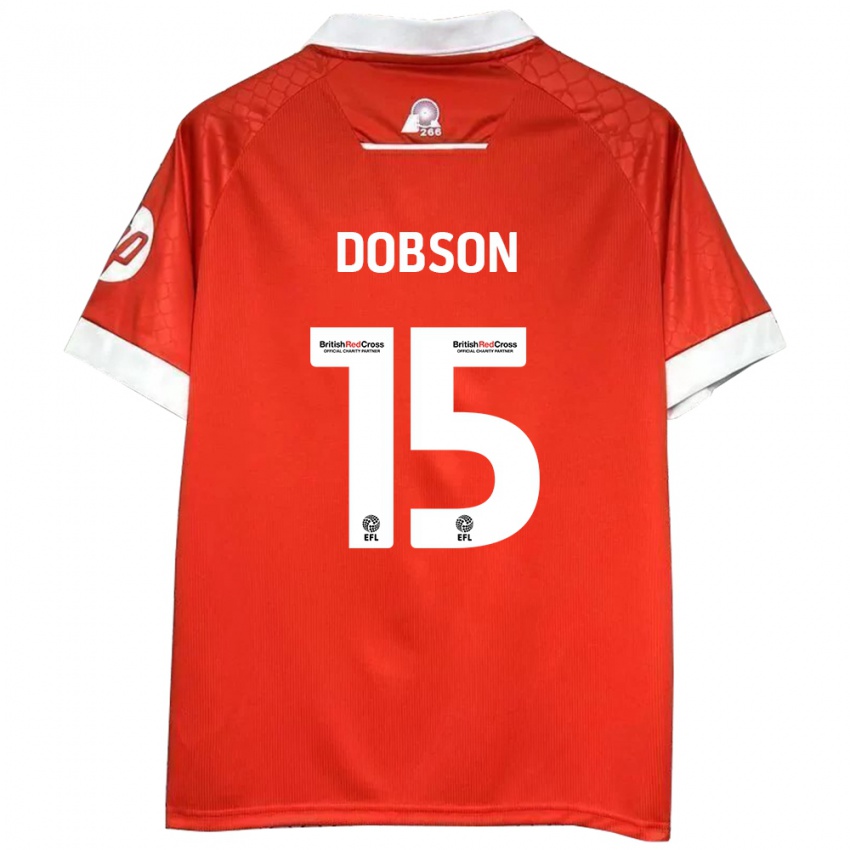 Pánské George Dobson #15 Červená Bílá Domů Hráčské Dresy 2024/25 Dres