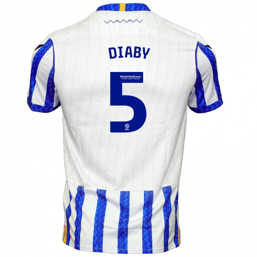 Pánské Bambo Diaby #5 Modrá Bílá Domů Hráčské Dresy 2024/25 Dres