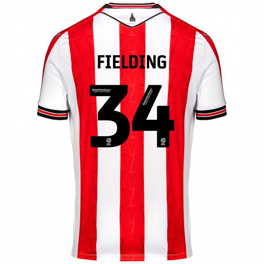 Pánské Frank Fielding #34 Červená Bílá Domů Hráčské Dresy 2024/25 Dres