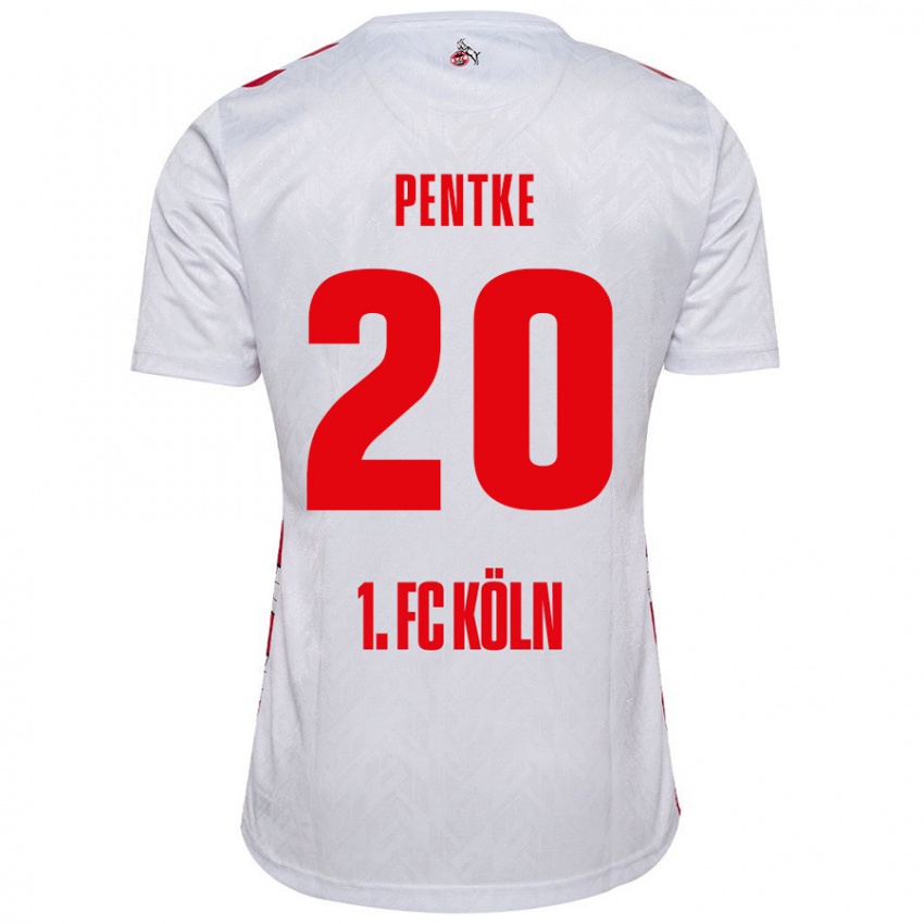 Pánské Philipp Pentke #20 Bílá Červená Domů Hráčské Dresy 2024/25 Dres