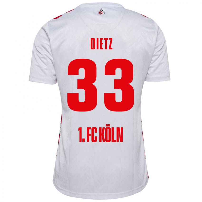 Pánské Florian Dietz #33 Bílá Červená Domů Hráčské Dresy 2024/25 Dres