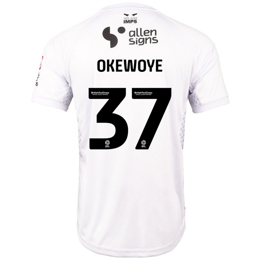 Pánské Gbolahan Okewoye #37 Červená Bílá Daleko Hráčské Dresy 2024/25 Dres