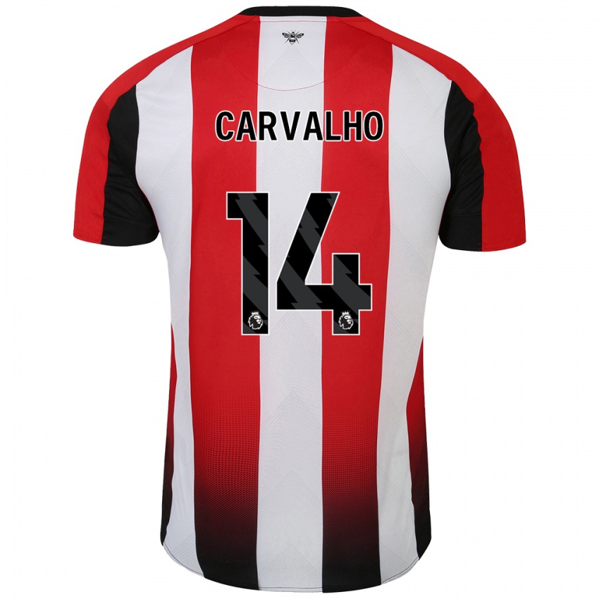 Dětské Fabio Carvalho #14 Červená Bílá Domů Hráčské Dresy 2024/25 Dres