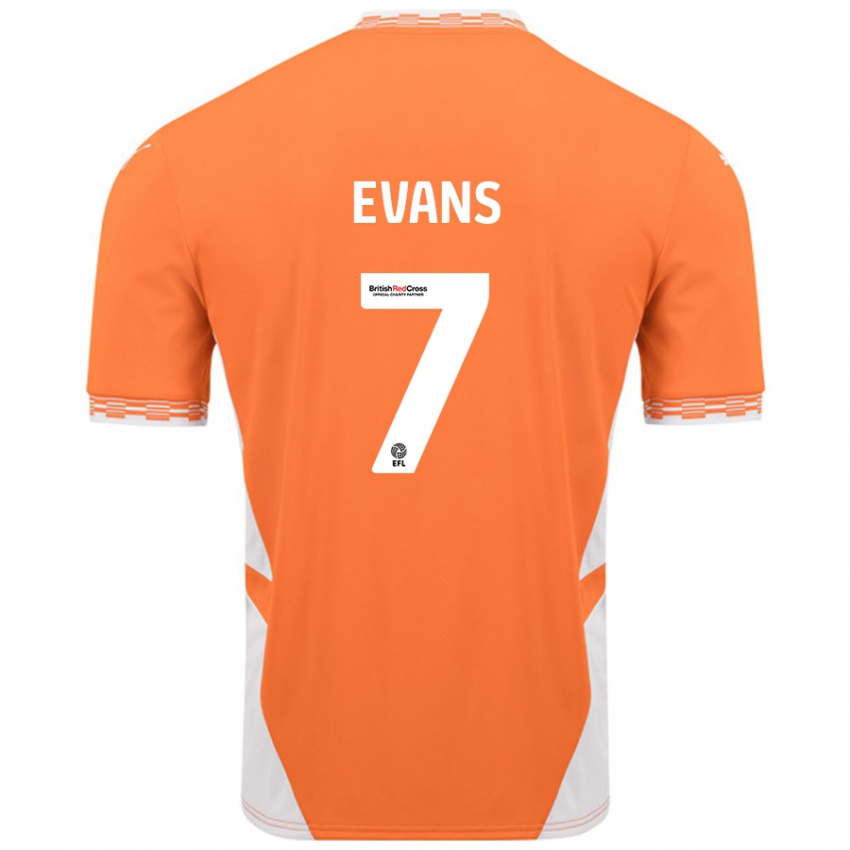 Dětské Lee Evans #7 Oranžová Bílá Domů Hráčské Dresy 2024/25 Dres