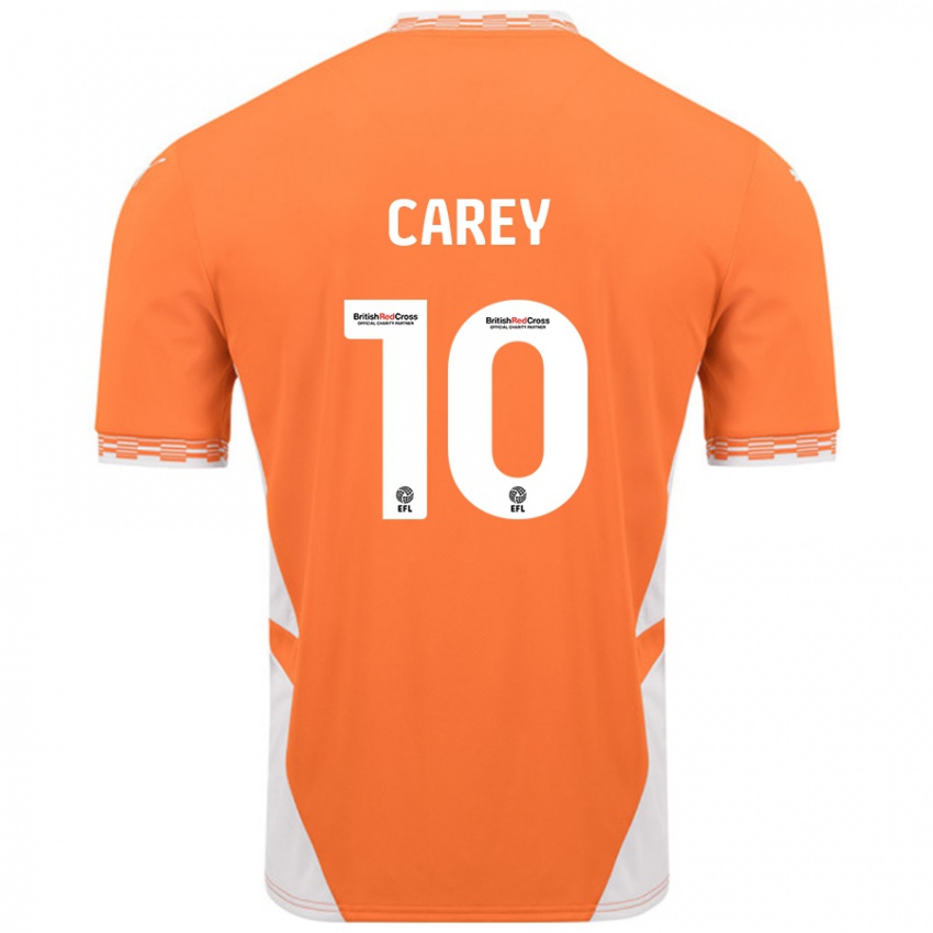 Dětské Sonny Carey #10 Oranžová Bílá Domů Hráčské Dresy 2024/25 Dres